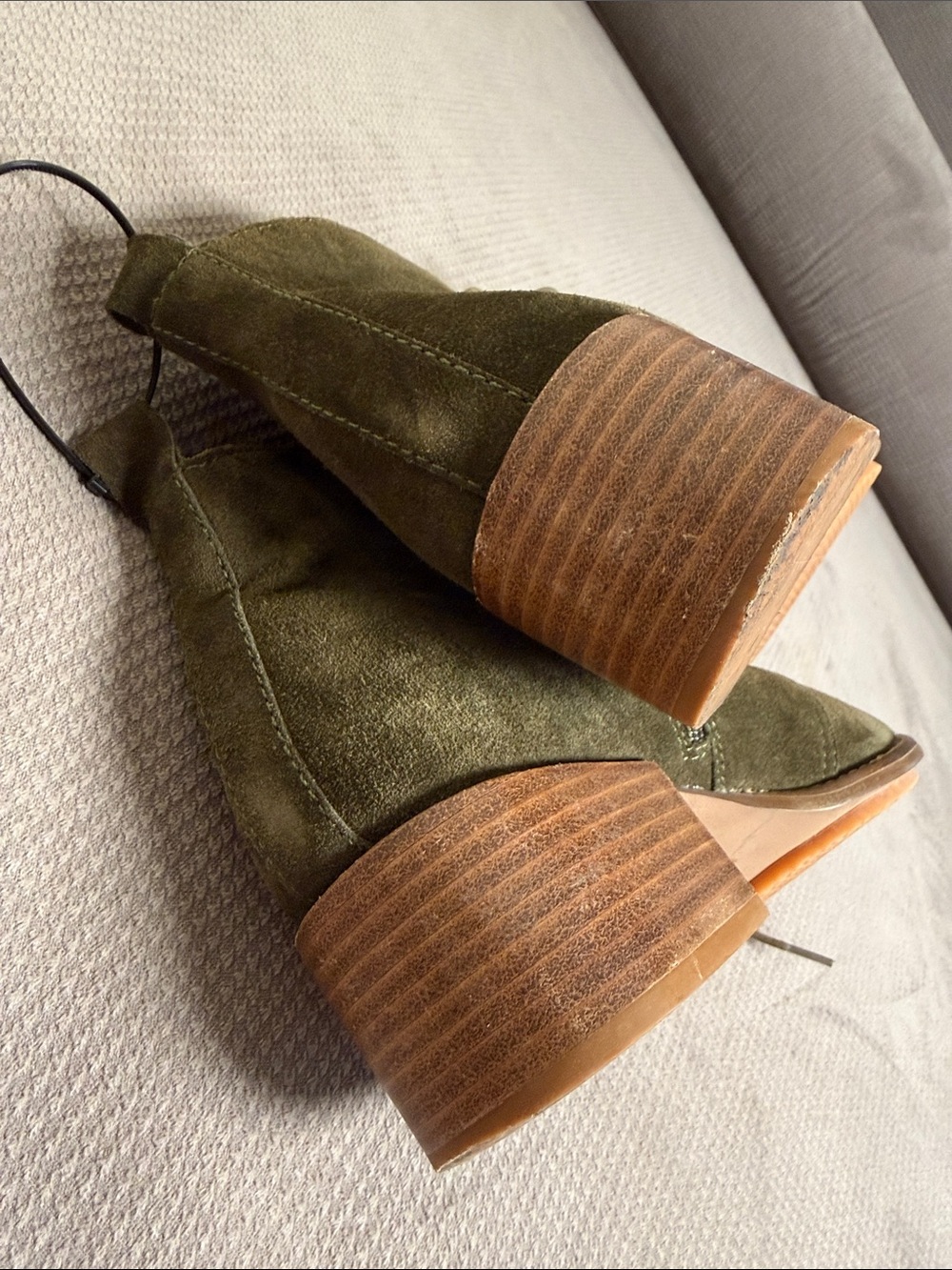 Kelsi Dagger for Anthropologie Olive Green Suede Lace-Up Ankle Boots - Picture 8 of 10